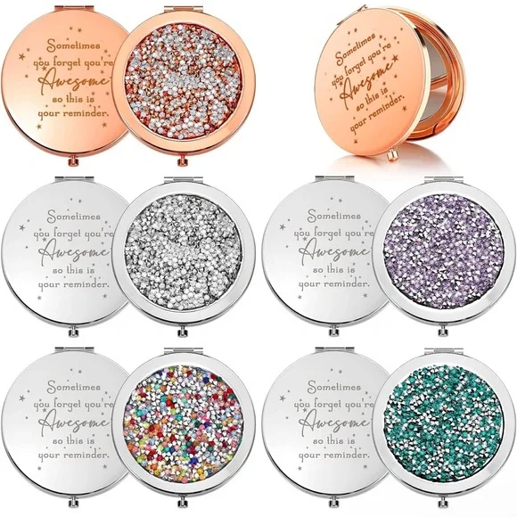 NEW Elegant Inspirational Compact Mirror with Rhinestones - Picture 1 of 8